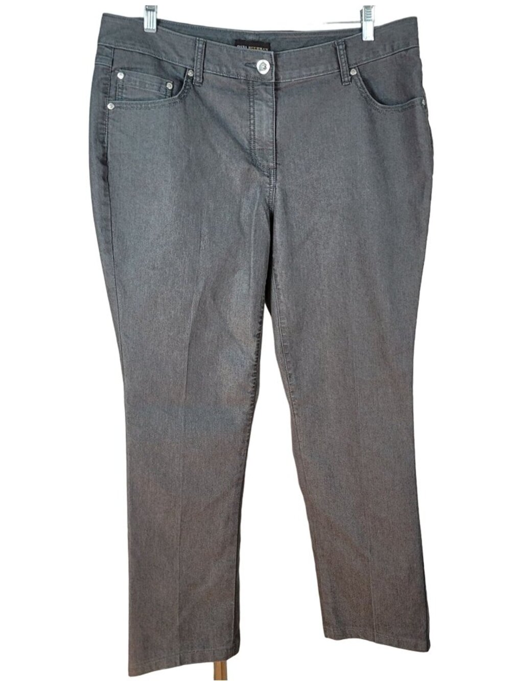 Dana Buchman Woman Straight Leg Jeans Gray Plus Size 18W Zip Pockets High Rise